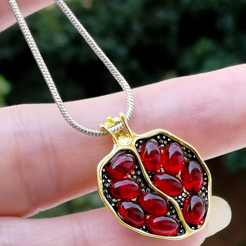2022 Vintage Granaatappel Fruit Hanger Ketting Voor Vrouwen Sieraden Accessoires Bohemian Verklaring Resin Choker Ketting