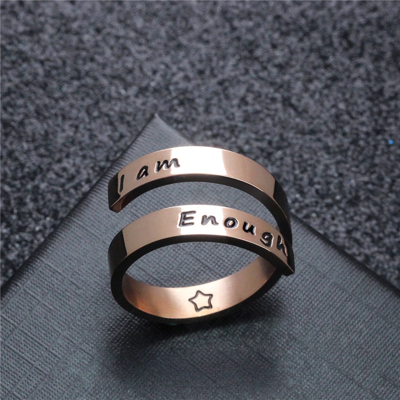 "I Am Enough" Classic Engraved Rings Spiral Wrap Twist Adjustable Ring Ring Jewelry Inspiration Jewelry for Women