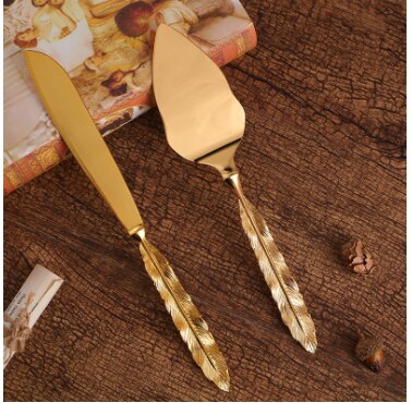 Utensilios de cocina occidental para hornear, juego de de boda de dos piezas con mango hueco, pala triangular para pizza, pastel, cuchillo de postre: 7
