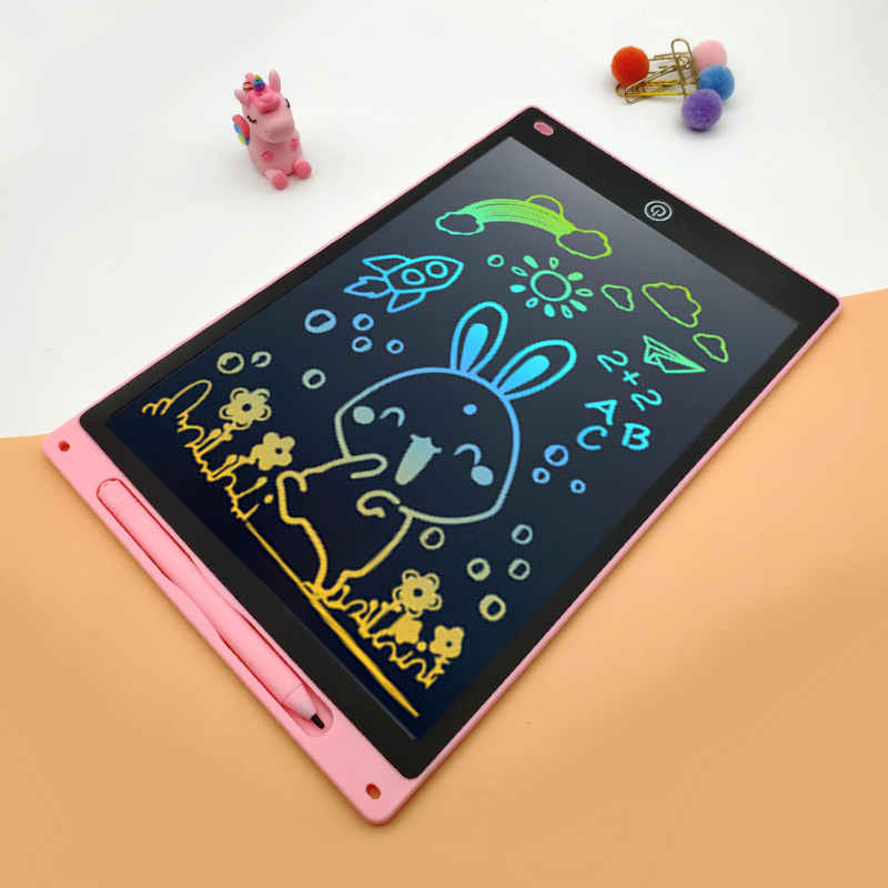 12 Zoll elektronisches Zeichenbrett (Helligkeits steigerung um 20%), Schreib tablet für Kinder, buntes Bildschirm-Doodle-Board: Rosa