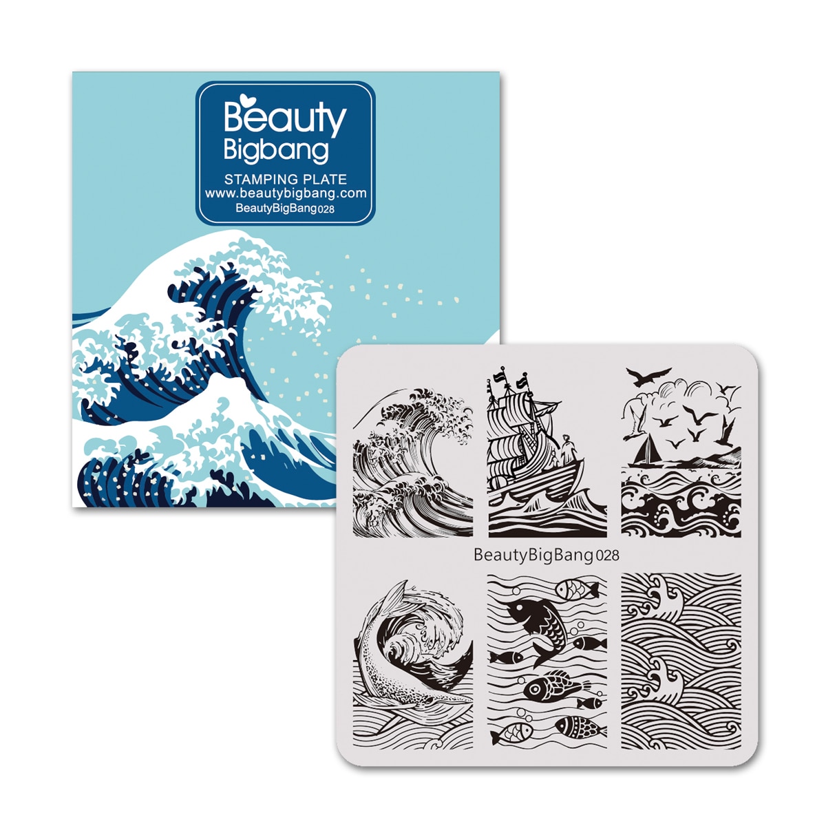 Beautybigbang nagelstämplingsplattor vågskepp havsfisk val bild form vintage rostfritt stål nagelkonst mall stencil 028