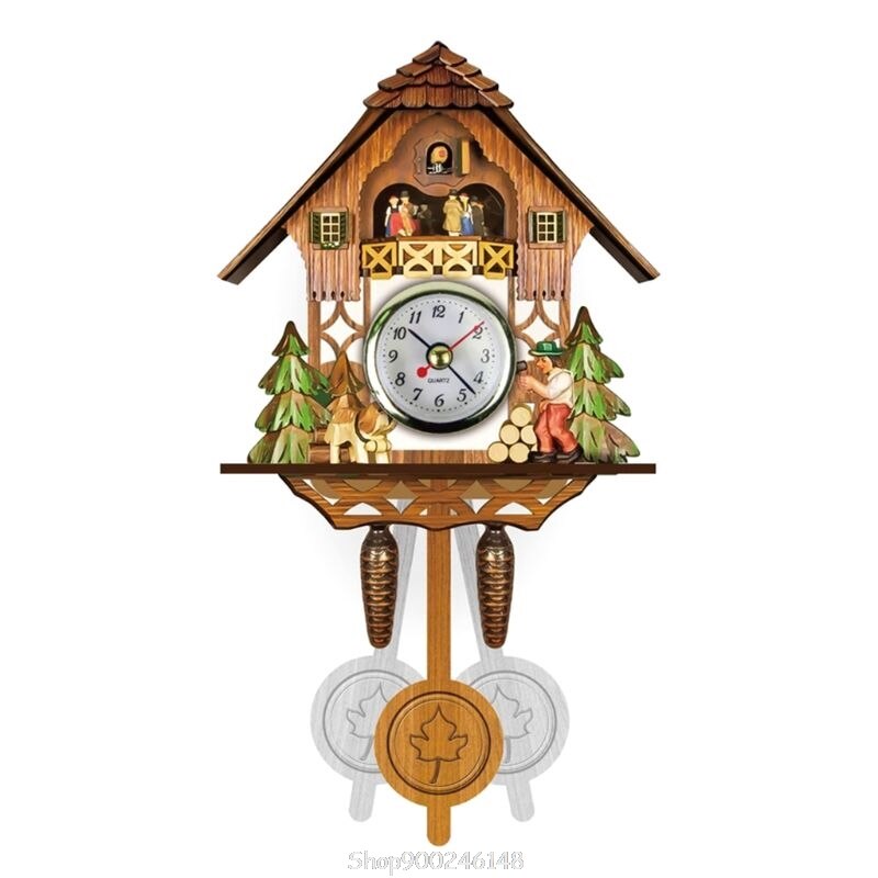Antique Wooden Cuckoo Wall Clock Bird Time Bell Swing Alarm Watch Home Restaurant Decoration S29 20: 1