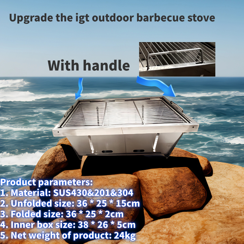 Parrilla de barbacoa de acero inoxidable 304, estufa portátil para exteriores, estufa de mesa IGT, estufa de leña plegable, barbacoa, estufa de Camping: Rojo