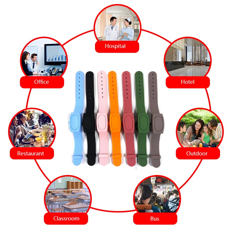 Portatile A Mano in silicone Disinfettante per Le Mani Del braccialetto Del Braccialetto di colore di Gomma Braccialetti A Fili Multipli unisex Braccialetti di Incandescenza Braccialetto di Gomma di Vendita Calda