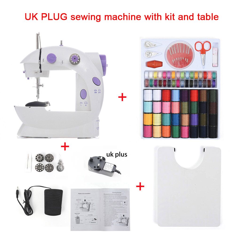 Mini Portable Handheld sewing machines Stitch Sew needlework Cordless Clothes Fabrics Electrec Sewing Machine Stitch Set 16: UK with Kit table