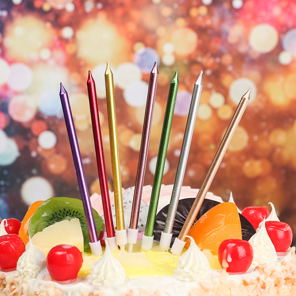 Vela para tarta de lápiz largo 6 uds., vela para tarta de cumpleaños, fuego seguro para niños, de cumpleaños, pastel de bodas, decoración con velas para el hogar