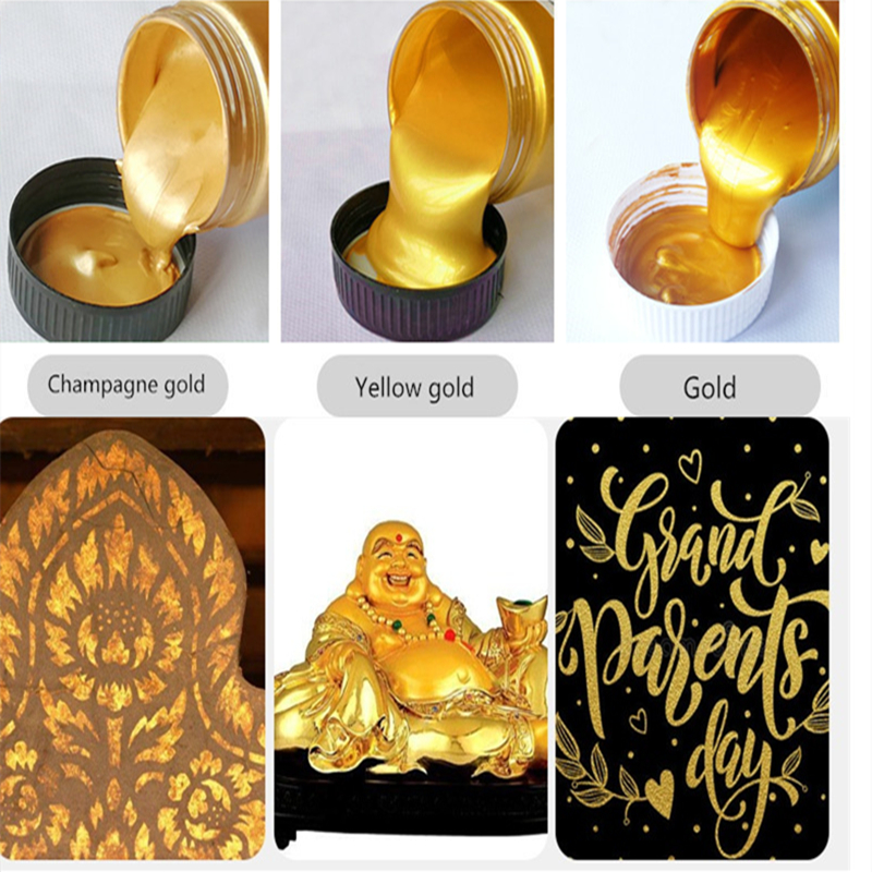 100/300ml Gold Paint Metallic acrylic paint,waterproof not faded for Statuary Coloring DIY hand painted graffiti Varnish Coating