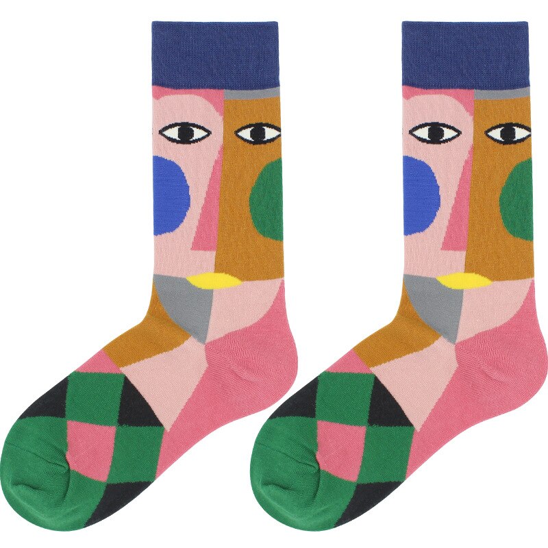 cotton happy socks women swan peace pigeon bird animal socks man colorful picasso art socks primitive tribe crazy men sock funny: art socks