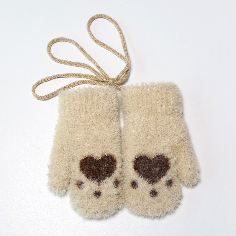Warmom Karikatur Nette Hand-gedruckt Gestrickte Warme Handschuhe für Jungen Mädchen Gestrickte Wolle Neckholder Handschuhe freundlicher Handschuhe Winter warm