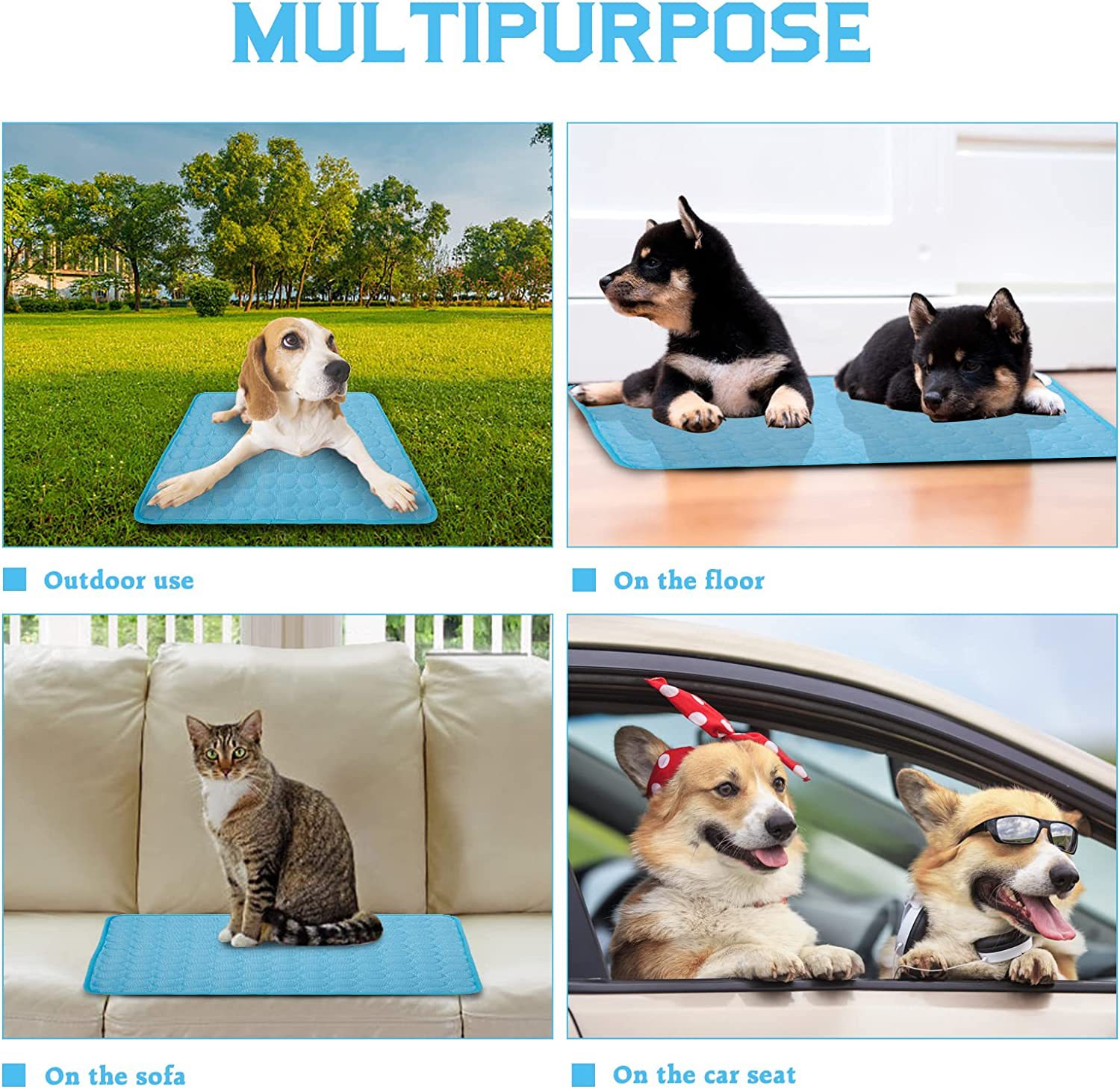 Almohadilla refrescante para perros, tela de seda de hielo, colchón autorefrigerador, estera refrescante para mascotas, almohadilla para dormir para perros y gatos, cama fría de verano para animales pequeños