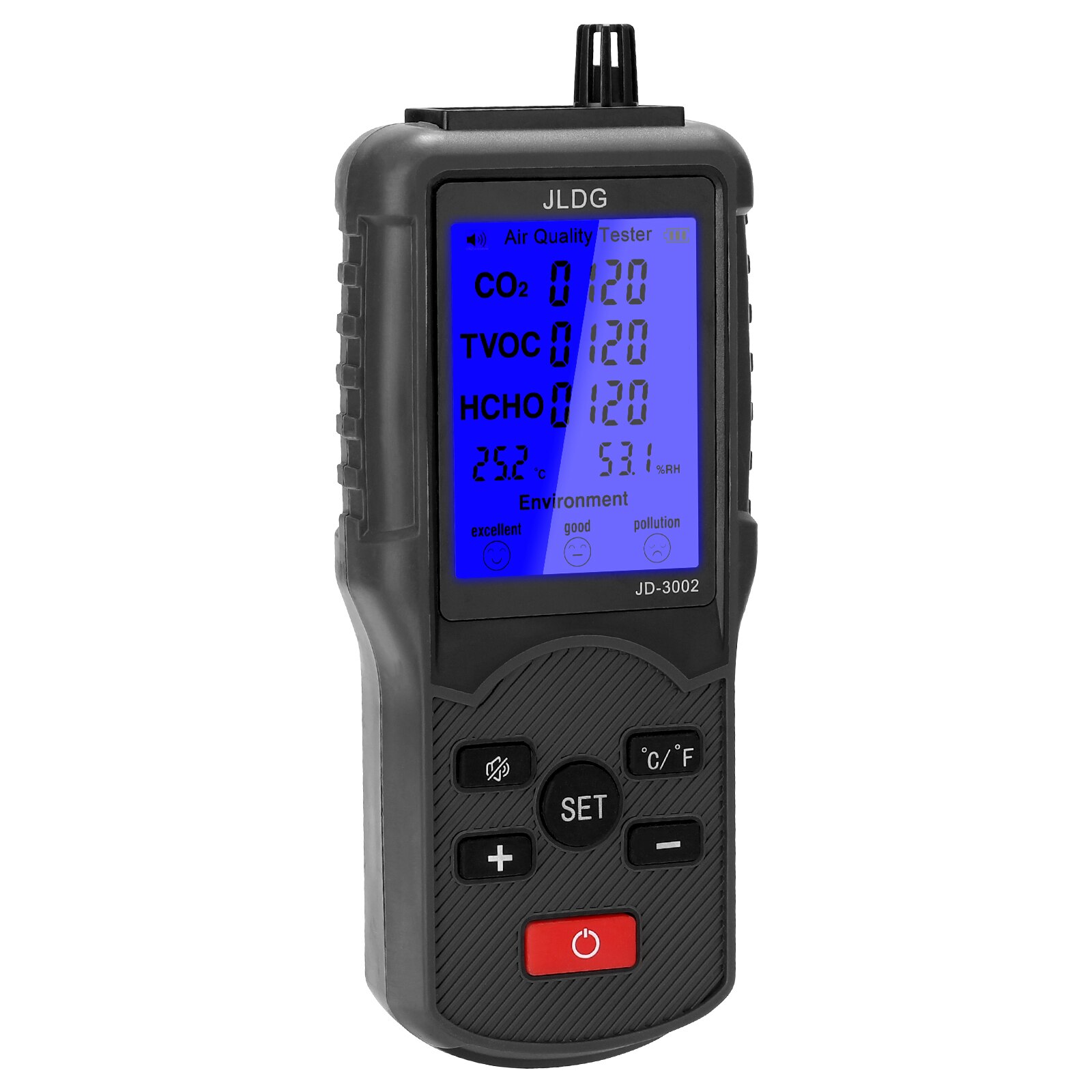 Multifunctional JD-3002 Air Tester CO2 Sensor Air Tester CO2 TVOC Meter Temperature Humidity Measuring Monitor