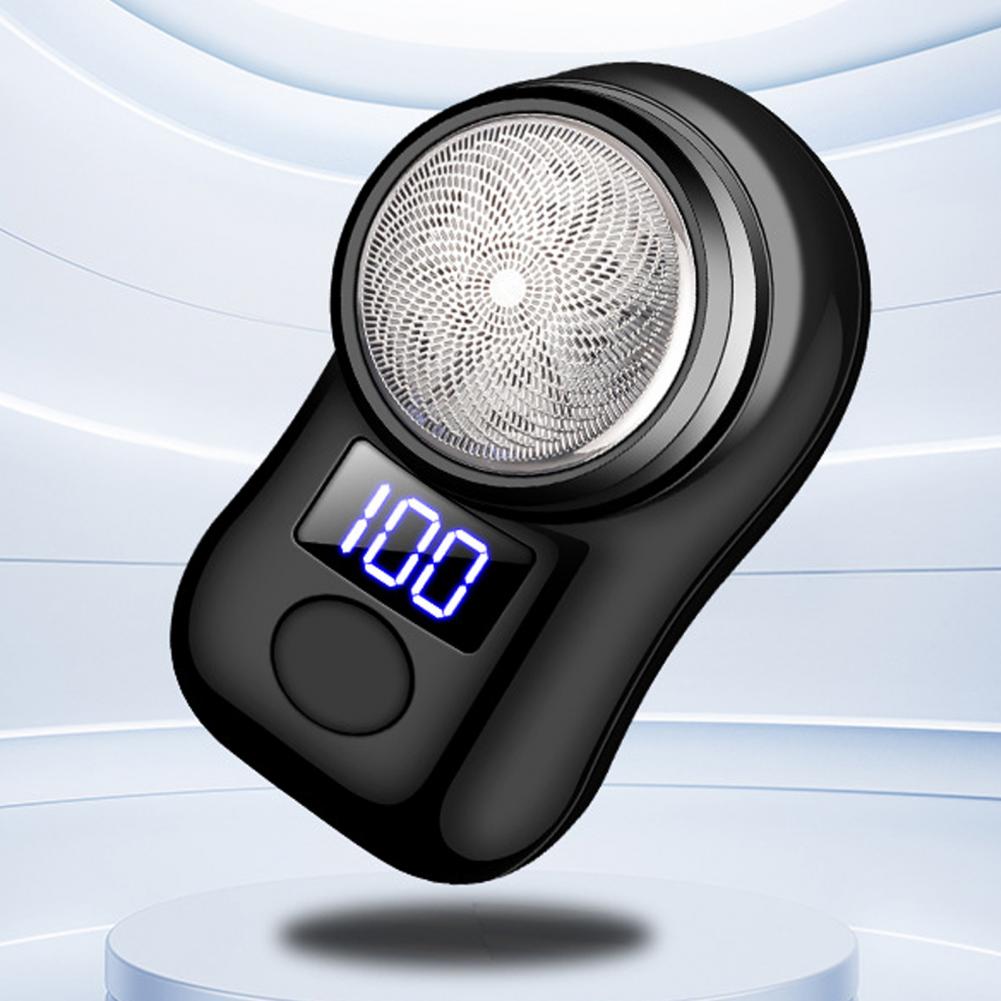 Beard Trimming Device Usb Rechargeable Portable Electric Shaver with Led Battery Display for Men Waterproof Mini Travel Rotary