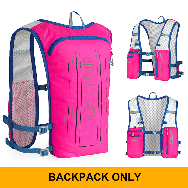 Reflektierende Weste für Damen und Herren, verstellbarer Brustgurt, Lauf-Trinkweste, leichter reflektierender Trinkrucksack, su: Fuchsie