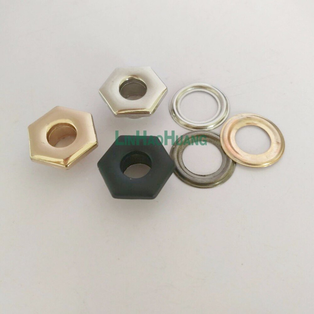 60 sets/partij Speciale Unieke metalen oogjes met wasmachine hexagon/sexangle grommets Ligth goud
