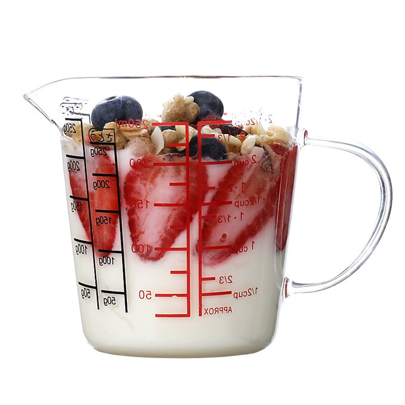 Glass Measuring Cup Jug Heat Resistant Glass Cup Measure Jug Creamer Scale Cup Glass Cup Kitchen Dining Bar FP8