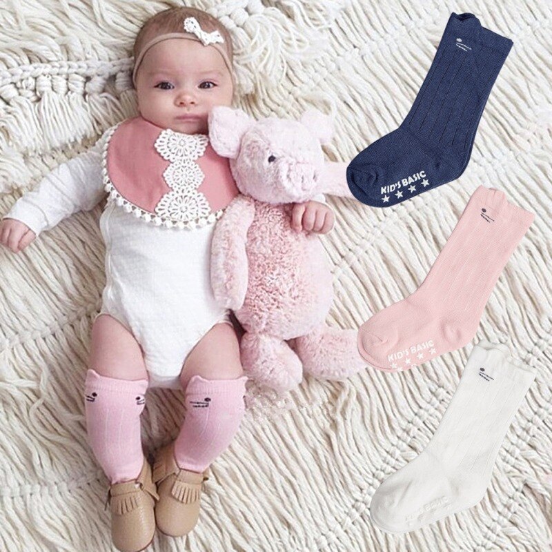 Katoenen antislip sokken voor babymeisjes, baby's, peutersokken, schattige cartoon kniekousen 0-4t