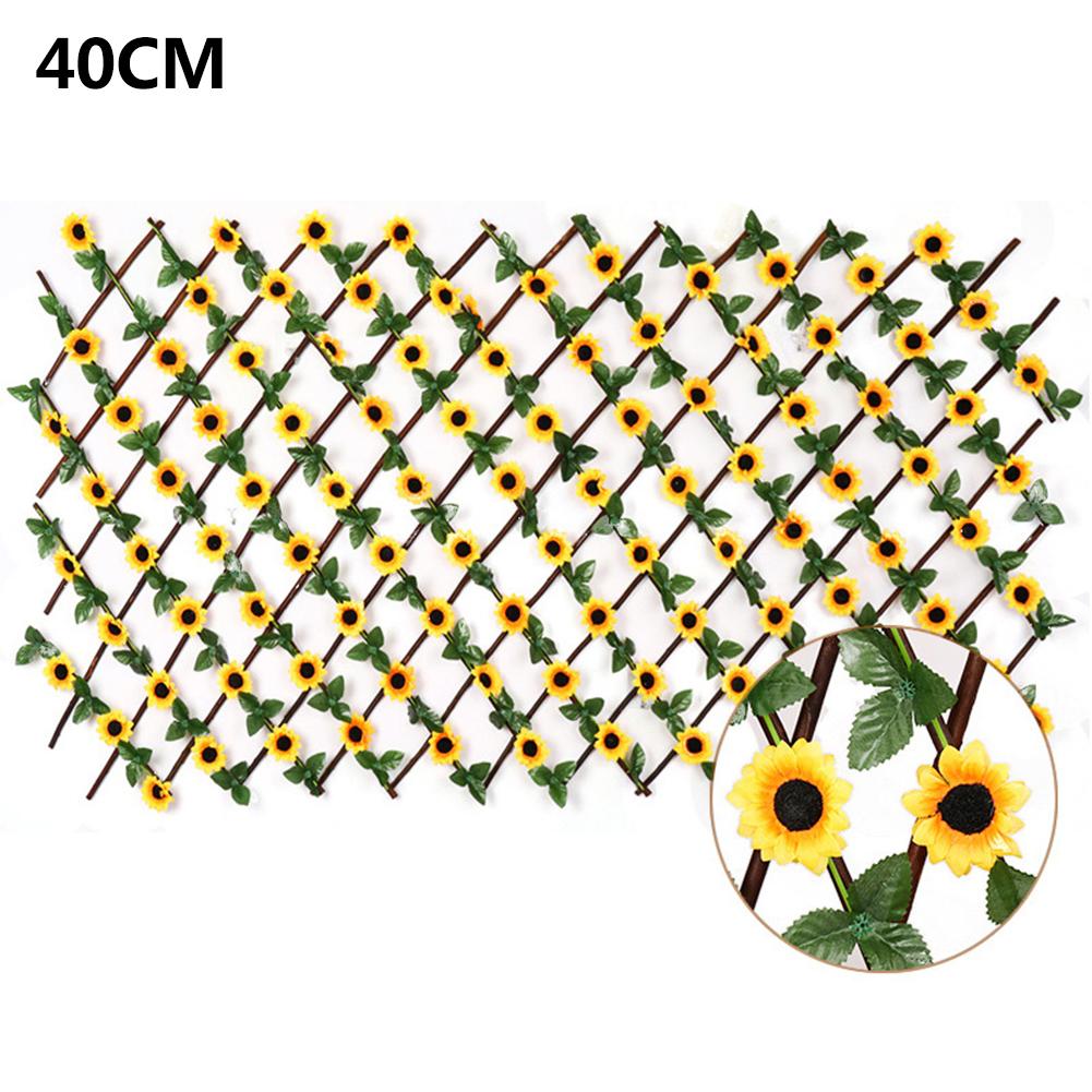 Expanding Trellis Fence Retractable Fence With Artificial Sunflower Leaves Plant Fence UV Privacy Screen For Garden Home Decor: Default Title