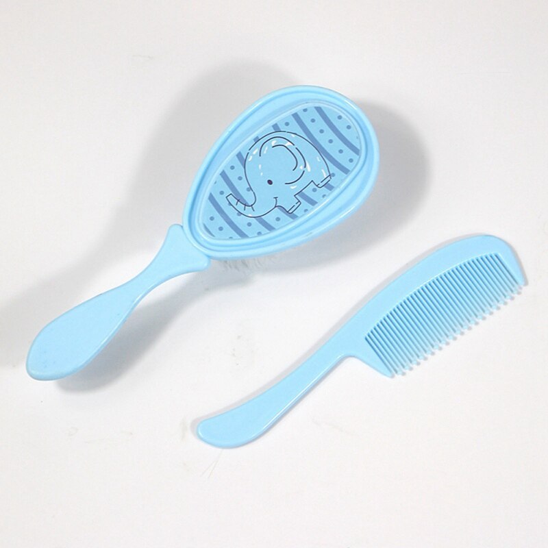 2Pcs Newborn Baby Brush And Comb Cute Safety Bathing Soft Care Brush Comb Set Infant Hair Scalps Head Massager: Blue