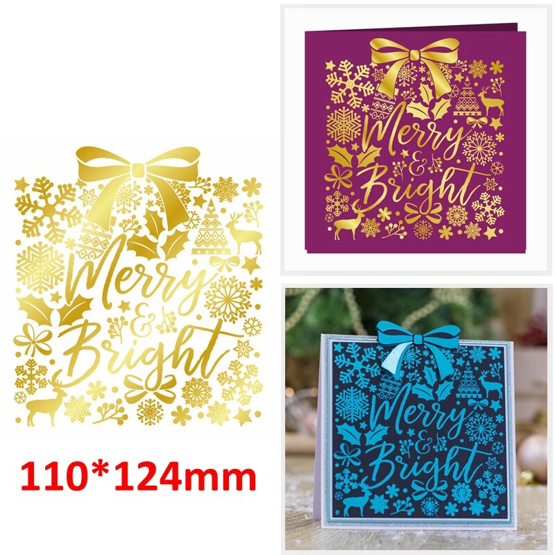 Adornos para árbol de Navidad hojas redondas copo de nieve Doodle Foil placas para DIY Scrapbooking Letterpress Embossing tarjetas: 3