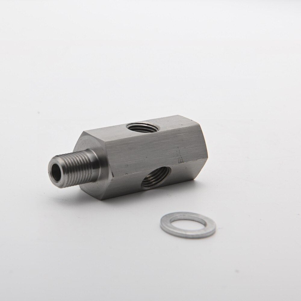 Oil Pressure Sensor to NPT Adapter Turbo Supply Feed Line Gauge Two Fitting 1/8" NPT female & M10 10X1.0 Male HU-CGQ59