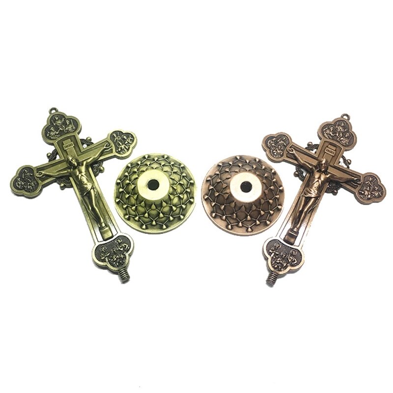Cross Ornament Christus Katholieke Cross Beeldje Met Houten Basis Ambachten Voor Thuis Auto Kerk Desktop Decoratie Heilige Religieuze