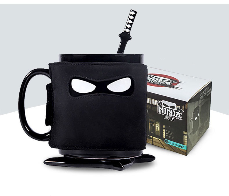 Ninja Mok, zwart Masker Keramische Cup Met Lepel Zwaard Koffie Melk Thee Mokken Melk Koffie Thee Cup Mokken