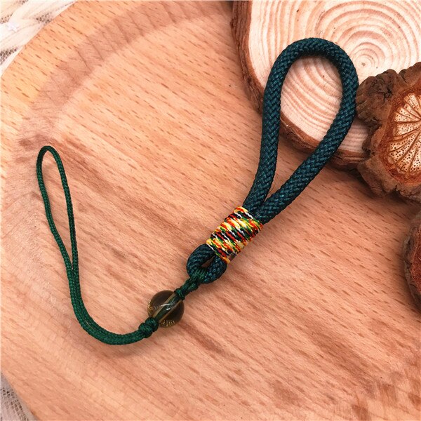 Hand Geweven Korte Hand Strap Anti-Slip Telefoon Bandjes Cord Hand Touw Lanyard Voor Sleutels Usb MP3 Hangen slings Touw Telefoon Accessoires: green