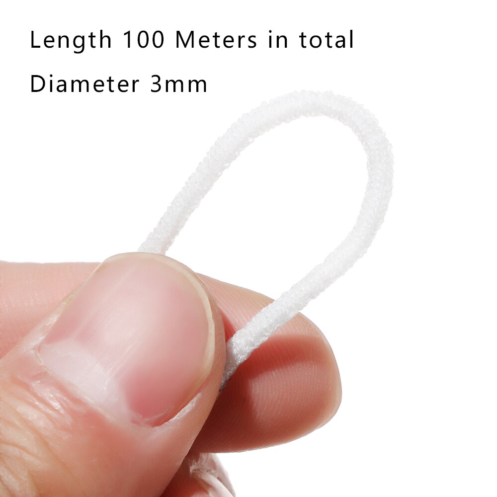 100 Meter 3 Mm Ronde Maken Masker Elastische Band Masker Touw Rubber Band String Masker Oor Koord Elastische Band Diy kleding Ambachten Gereedschap