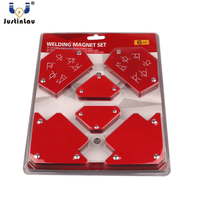 Justinlau 6 stk / sæt 25 lbs trekant svejse positioner magnetisk fast vinkel lodning lokaliseringsværktøj uden switch svejsning
