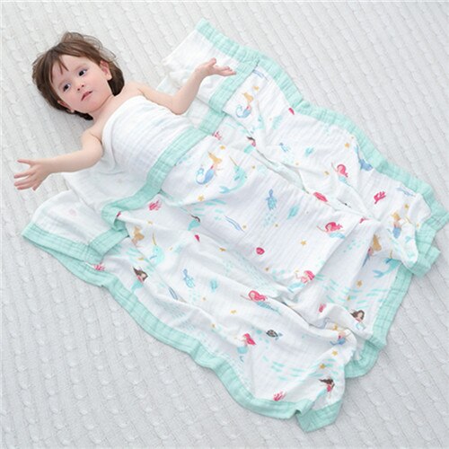 4 lager bambu muslin träd baby muslin filt vattenmelon täcke swaddle bättre än anais baby/bambu filt spädbarnssjal: Fisk