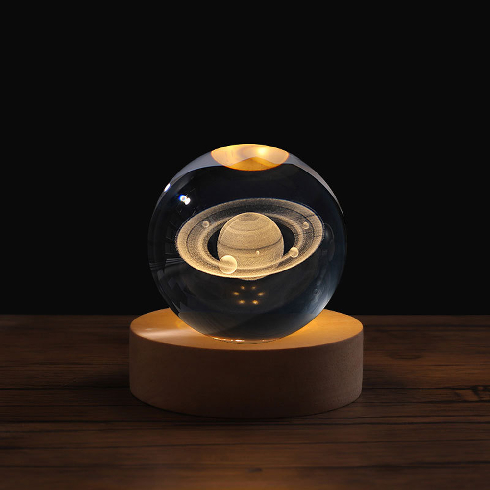 Aesthetic Moon Crystal Sphere Clear Glass Galaxy Globe Night Light Crystal Ball Lamp Desktop Decoration Home Ornament: Gold