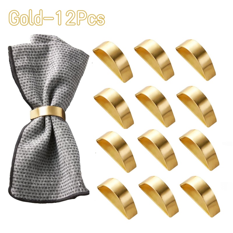 Sales】Cuff Brushed Gold Napkin Rings Holder Wedding Banquet Metallic Adornment Table Settings Glossy Serviette Buckles: DEEP BLUE