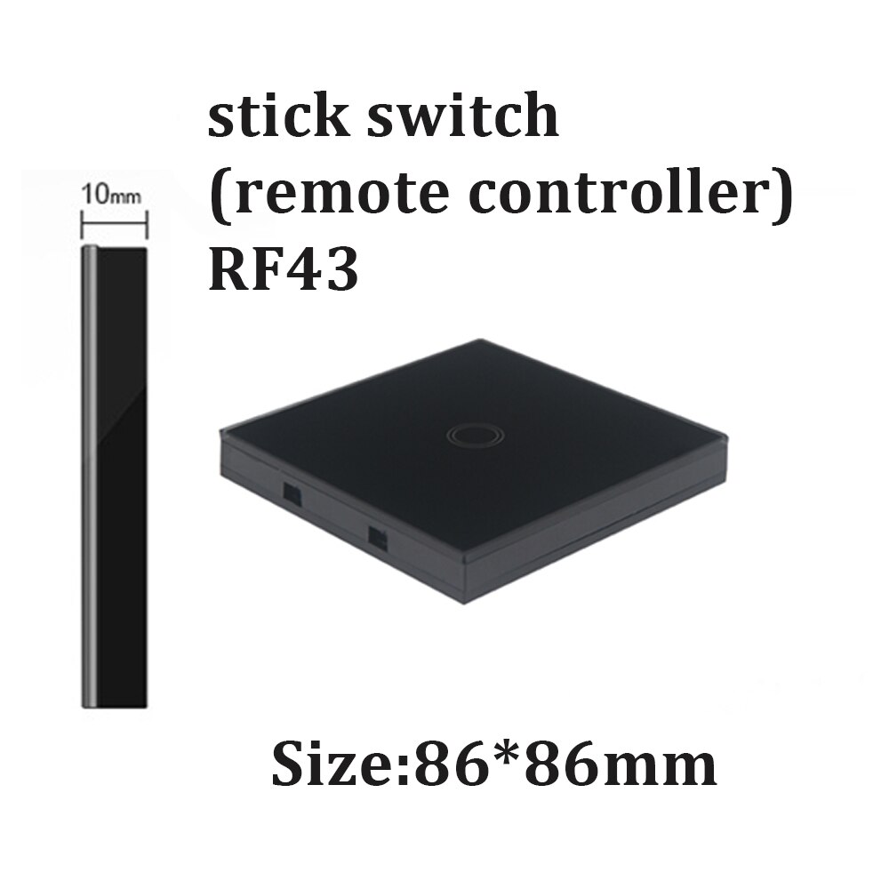 3 gang sort 86 type  rf433 433 mhz stick switch fjernbetjening med klart hærdet glas til mhz 433 wall touch switch