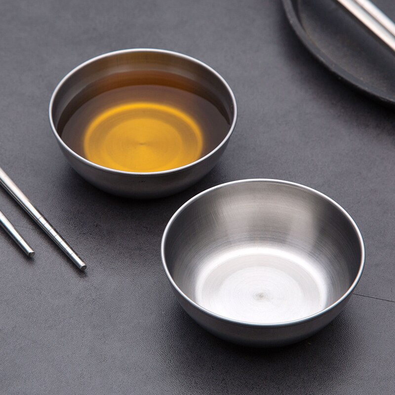 1pc Stainless Steel Sauce Dish Saucer Dish Kitchen Soy Sauce Small Dish Dip Plate Saucepan