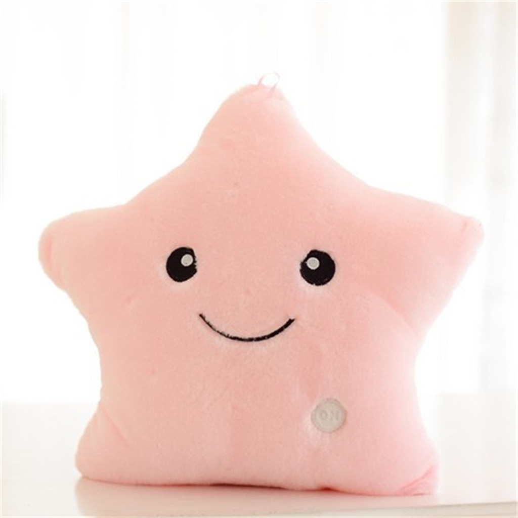 Juguetes coloridos con forma de estrella, almohada luminosa led brillante, almohada suave para el cuerpo, almohada para sonreír, san valentín  k15