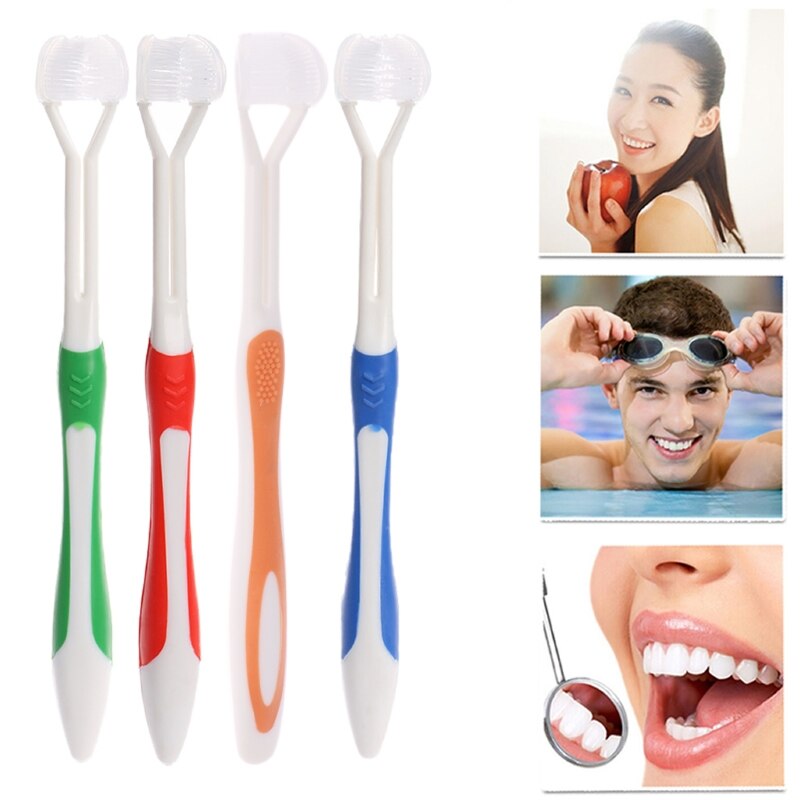 1x 3 Sided Toothbrush Ultrafine Soft Bristle Adult Tooth Brush For Health Teeth