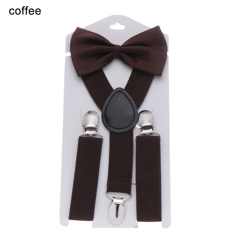 Kids Elastic Suspenders Bow Tie set Matching Tuxedo Suit Unisex Boy Girl Bowtie Wedding Costume Adjustable Y-Back Brace Belt: plum