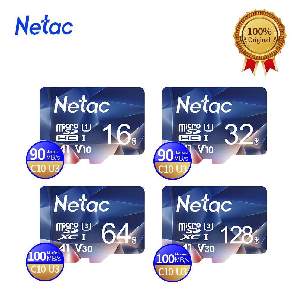 Netac-tarjeta de memoria Clase 10, microSD, TF, Mini tarjeta SD para teléfono, 32GB, 64GB, 128GB, 256GB, 512GB