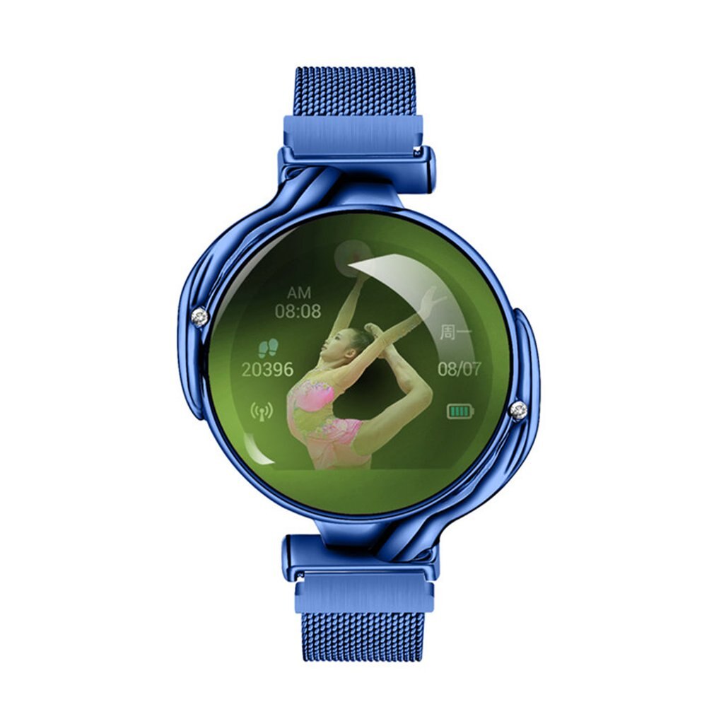 Mode Smart Horloge Vrouwen IP67 Waterdichte Sport Horloge Hartslagmeter Bloeddruk Smartwatch Voor Dames: Blue