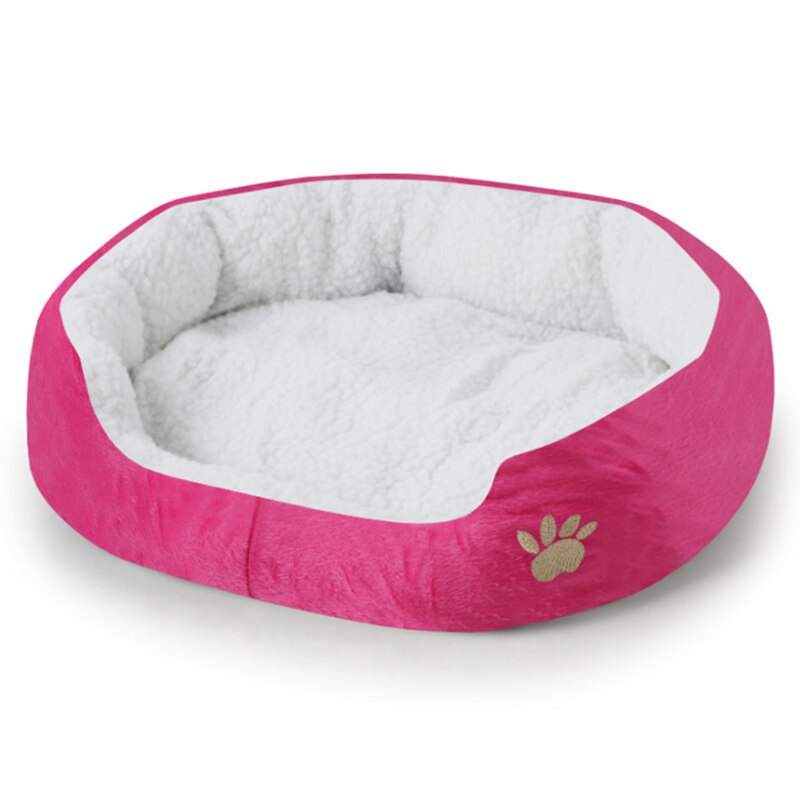 Coussin de lit en cachemire très doux pour chien, niche pour chat, panier pour chiot, niche, Chihuahua, poméranien: Pink