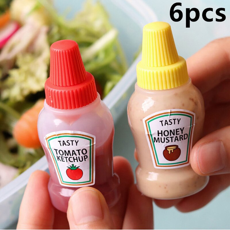 2 stk /3 stk 25ml beholder salatdressing beholder matboks mini ketchup flaske bærbar saus beholder bento boks: 6 stk