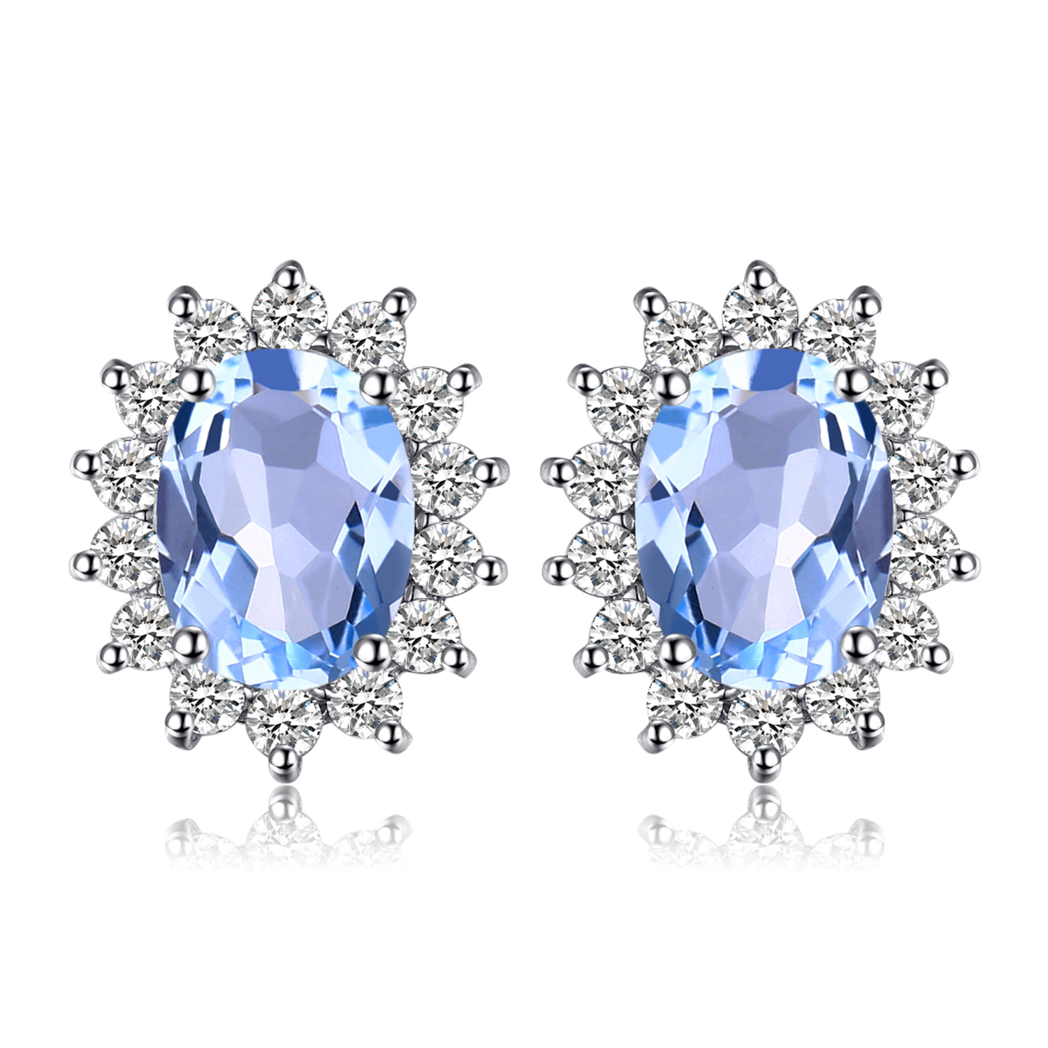 Jewelrypalace Gemaakt Blue Sapphire Ruby 925 Sterling Zilveren Stud Oorbellen Natuurlijke Amethist Granaat Peridot Topaz Prinses Diana: Blauw