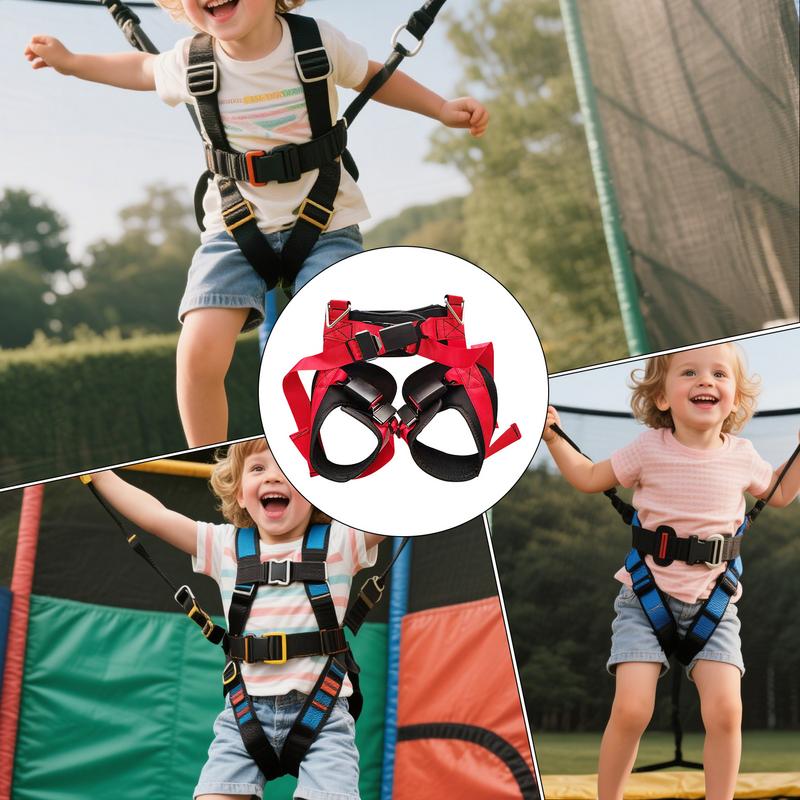 Adjustable trampoline safety harness for children, double buckle, waist belt, thick cushion support, , 160 lb weight limit