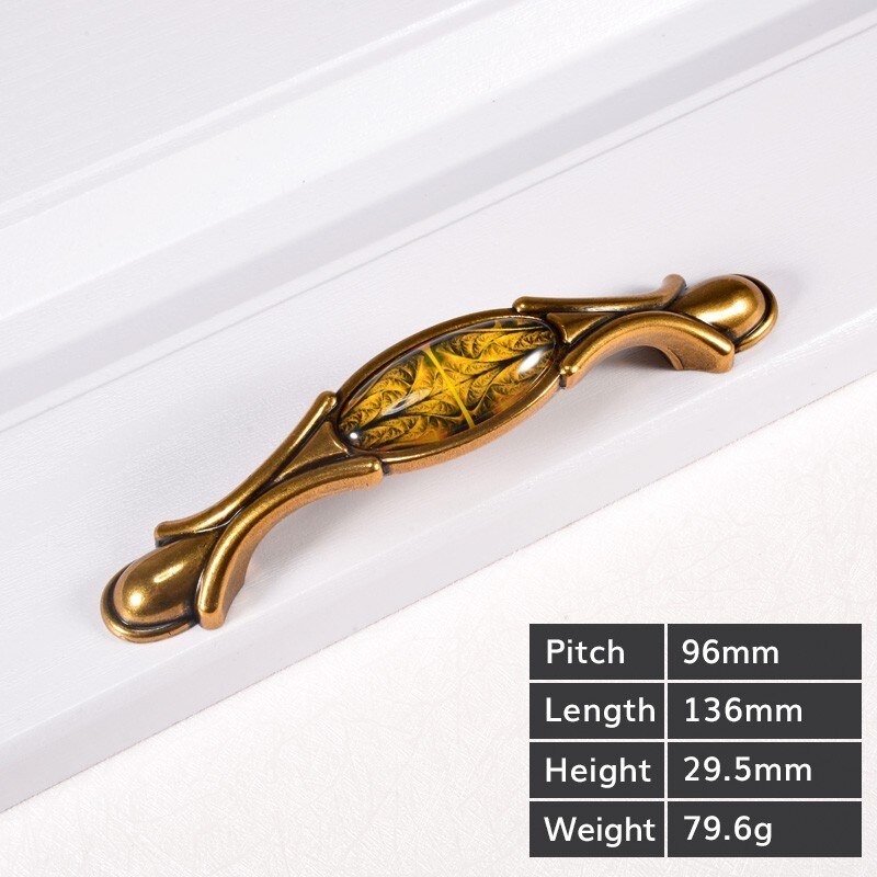 Vintage Tür Griffe Retro Bronze Küche Kabinett Knöpfe und Griffe Möbel Schrank Schrank Griff Schrank Schublade Knöpfe Zieht: Yellow-H-96mm