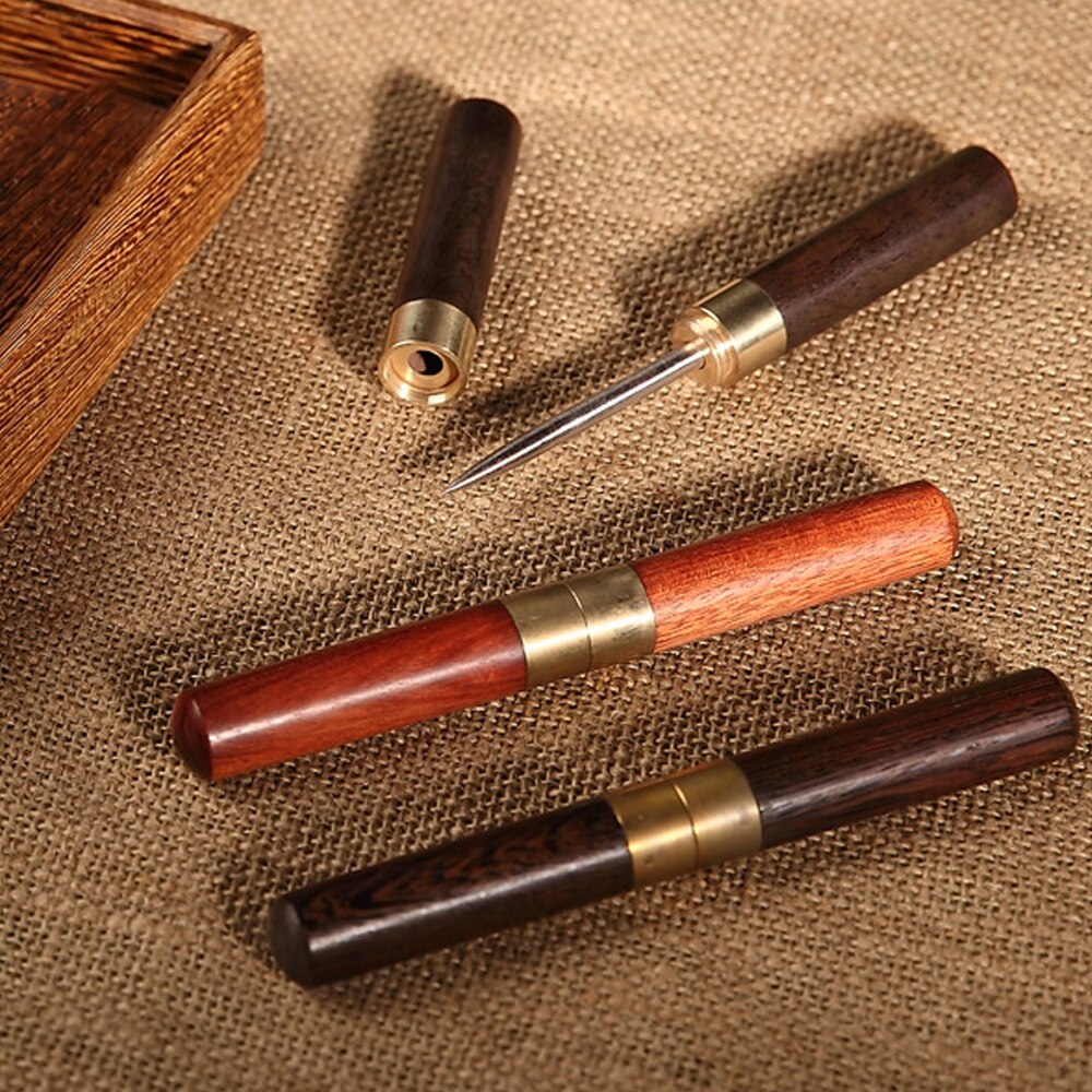 Elegante Massivholz Edelstahl Puer Tee Messer einstellen Werkzeuge nadel Tee Kegel Puerh Kuchen Sandelholz Tee-Stock dunkel Tee