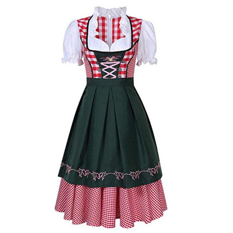 Robe traditionnelle allemande à carreaux de pour femmes adultes, tenue de fête fantaisie pour Halloween Cosplay