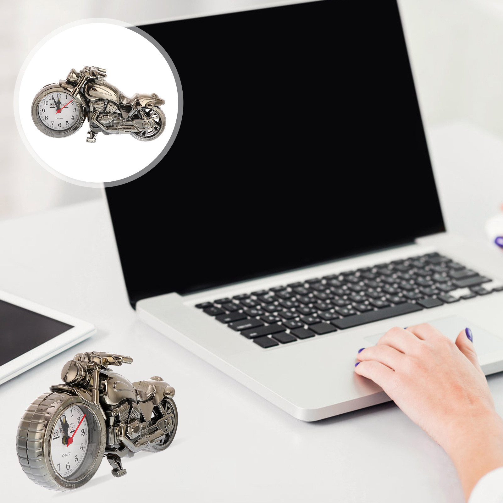 1 Pc Motorcycle Alarm Clock Vintage Alarm Clock for Home Coffee Shop Office: As Shown