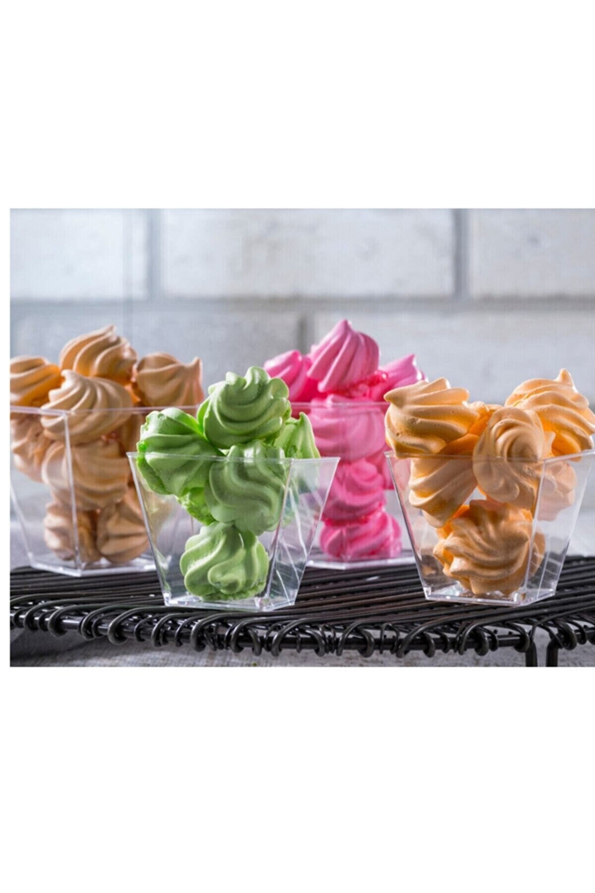 50 Stck Mini Glimmer Kunststoff Portion Container kubisch Schüssel Geschirr Utensilien für küche schalen Platten Zucker schüssel für lebensmittel Platten