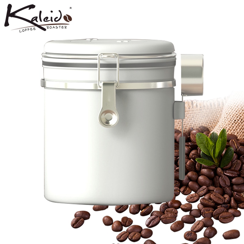 1.5/1.8L Coffee Canister Stainless Steel Food Storage Coffee Container CO2-Release Valve with Date Tracker and Coffee Spoon