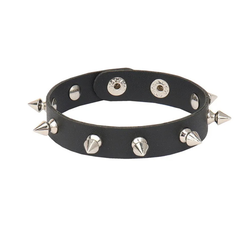 Punk Rock Studded Bracelet Set Spiked Leather Cuff Bracelet for Men Women 80s Wristband Emo Bracelet Adjustable